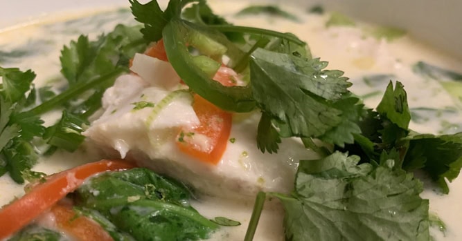 Thai Coconut Halibut Soup