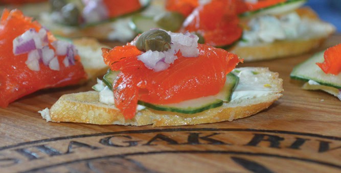 Citrus cured salmon crostini
